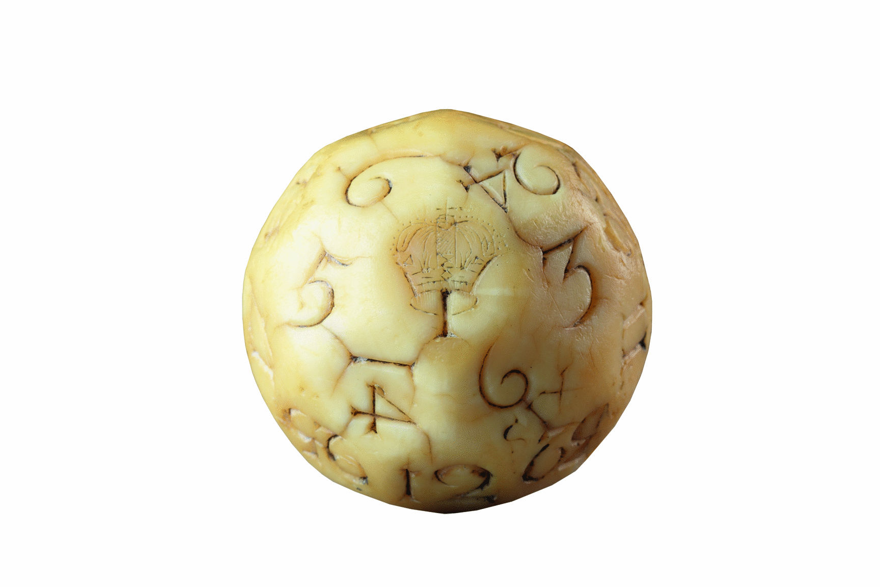 Rare English Carved Walrus Ivory Lottery or Teetotum Gambling Ball